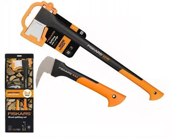 Fiskars Siekiera rozłupująca X21 L duża + Capina XA2 WoodXpert zestaw 2w1