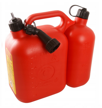 Kanister do Paliwa i Oleju Dwukomorowy z lejkiem 5L + 2,5L czerwony Tecomec