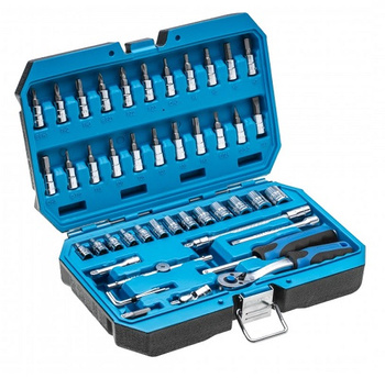 Walizka Narzędziowa 46 szt CrV Klucze nasadowe 1/4" Bity Grzechotka Hogert