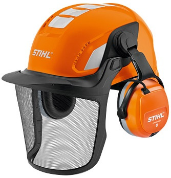 Hełm ochronny Stihl Advance X-Vent Bluetooth z osłoną twarzy i nausznikami przeciwhałasowymi z funkcją Bluetooth