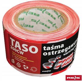 Taśma ostrzegawcza biało-czerwona 200m dwustronna